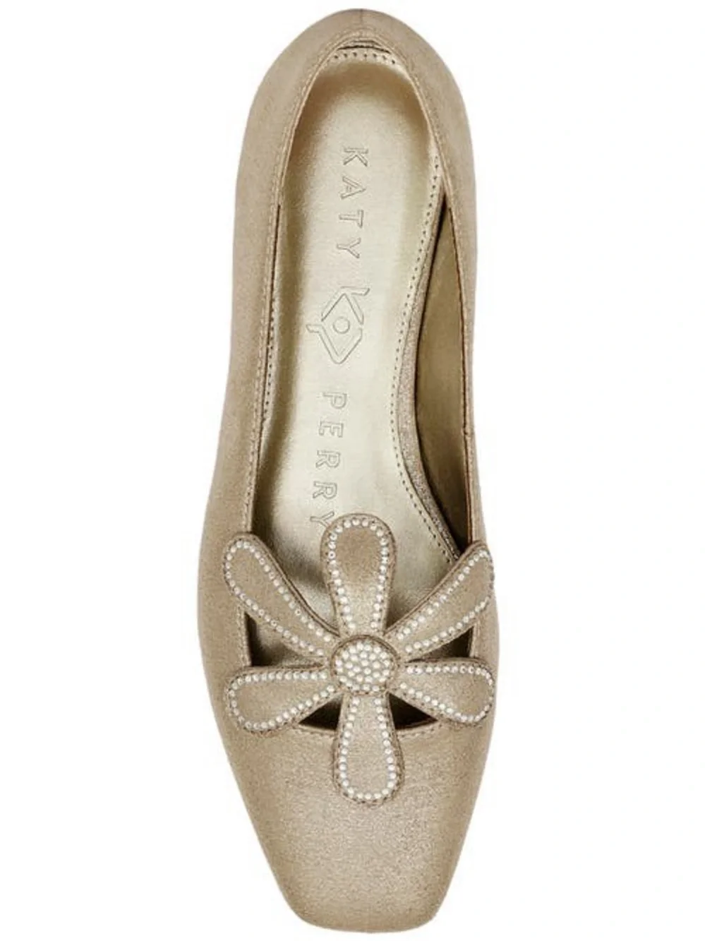 Katy Perry The Evie Daisy Flats Shimmery Gold Ballet Size 6.5 New